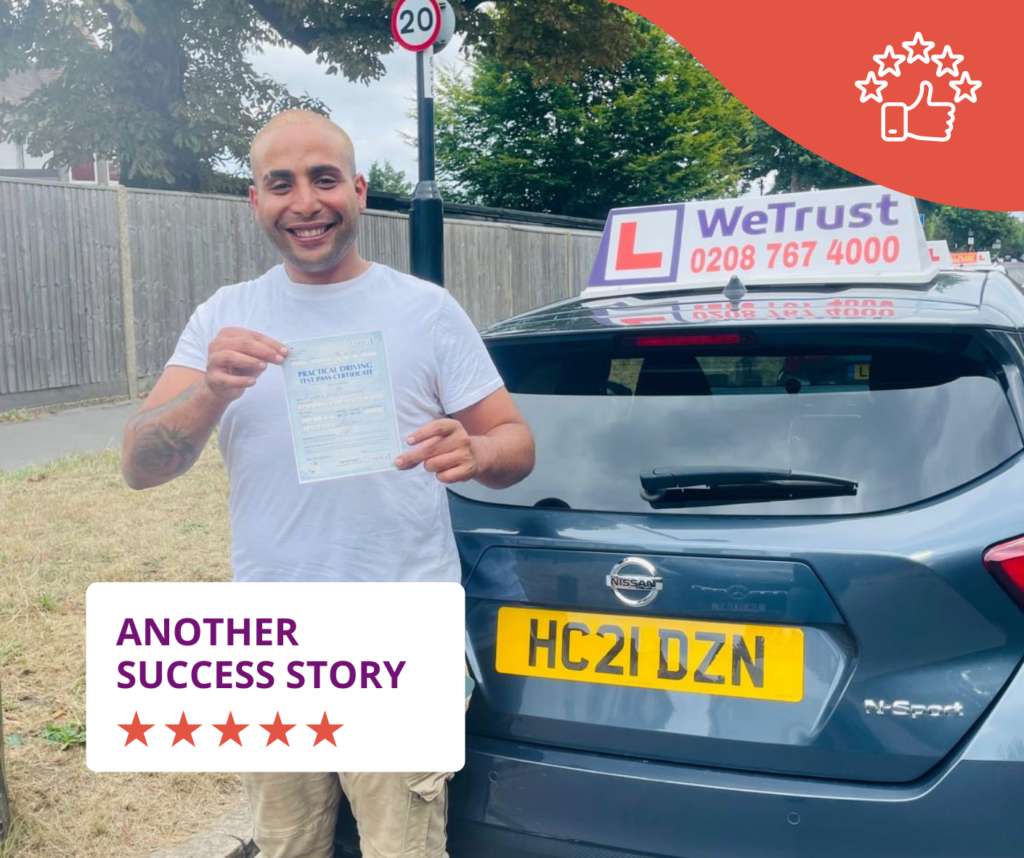 Purple Driving School Pupil passed his driving test first time in Mitcham test centre