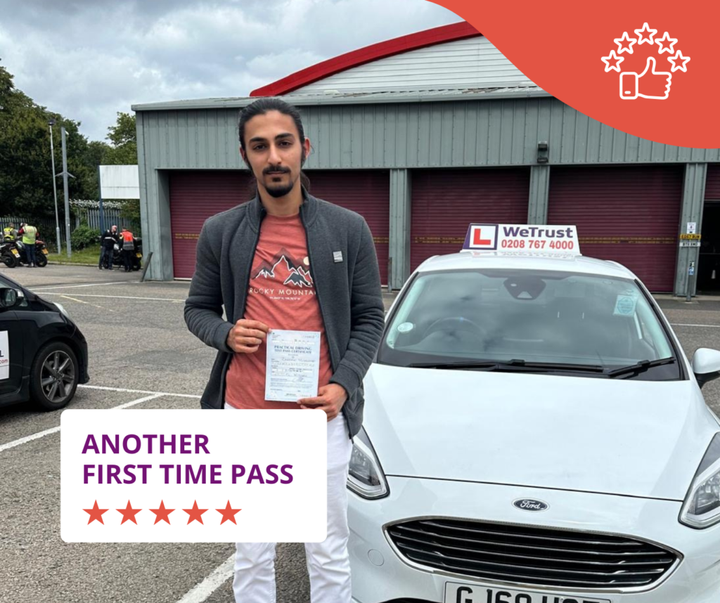 purple student with driving test pass certificate in croydon