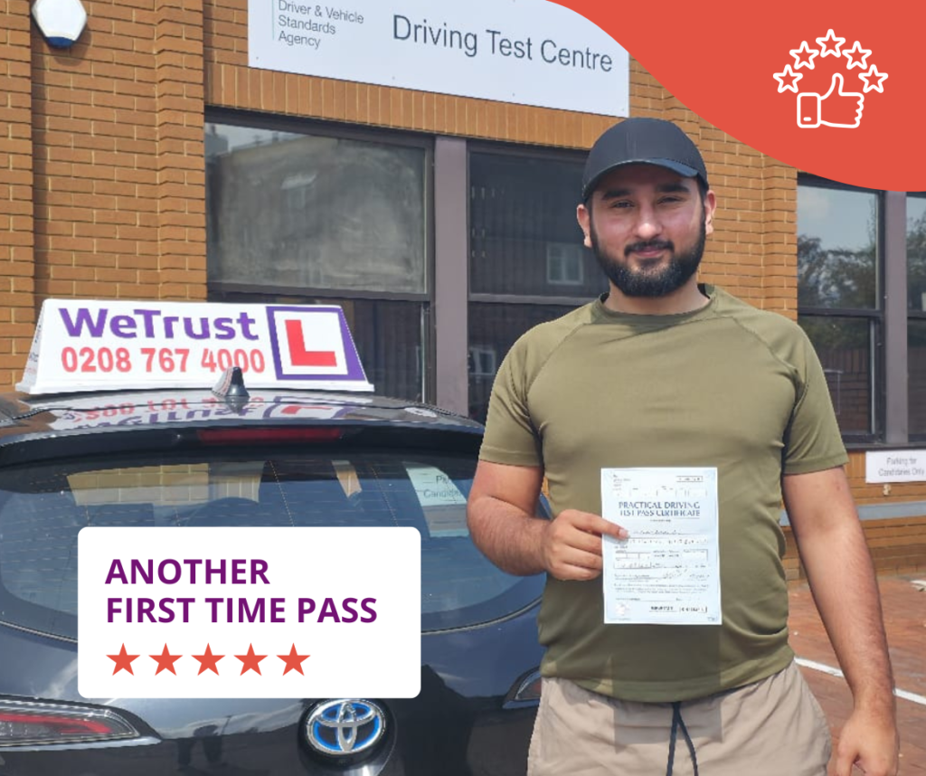student with driving test pass certificate at Mitcham driving test centre